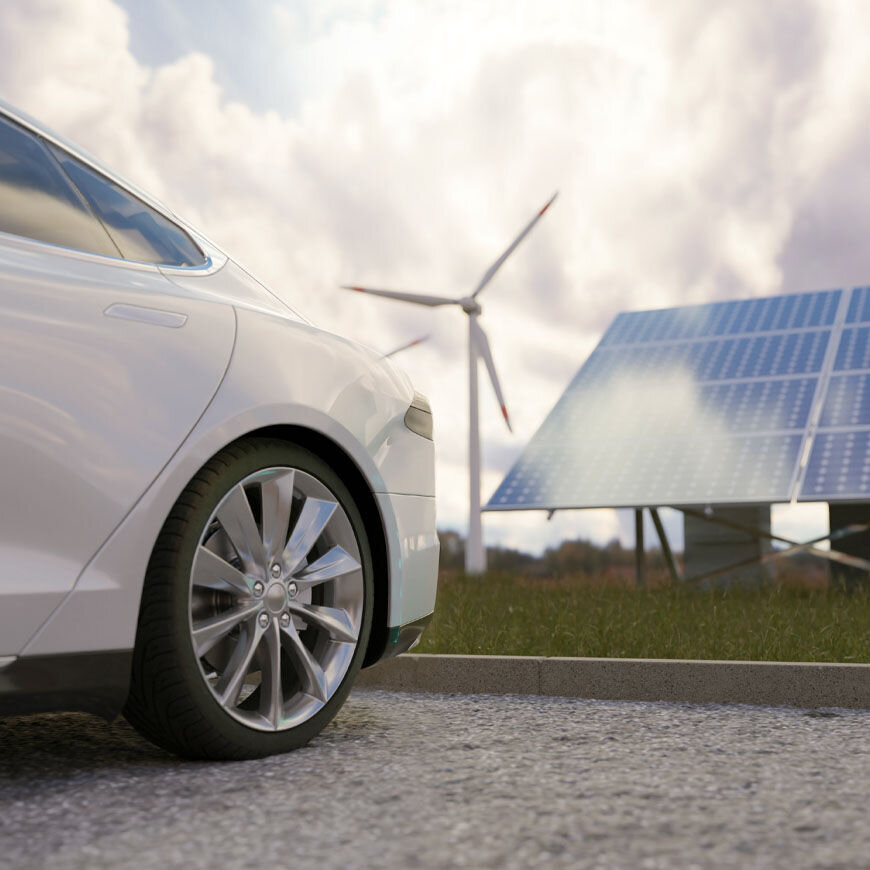 Auto neben erneuerbarer Energie